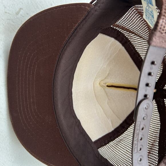 Vintage 70s 80s Smokey’s Janitorial Brown Mesh Snapback Trucker Hat Cap - Picture 7 of 8